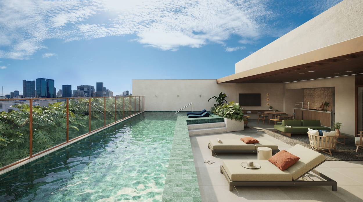 Área da Piscina do Somos Lapa – Rooftop na Lapa RJ