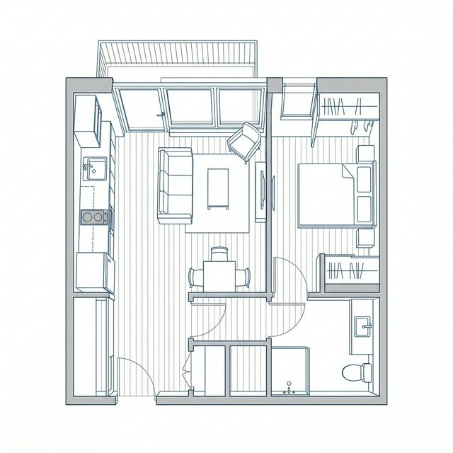 Planta 1 Quarto 36,6m² Somos Lapa